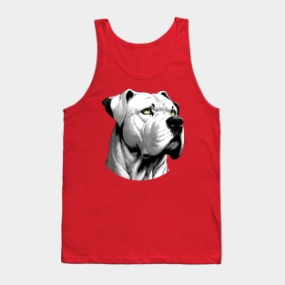 Stunning and Cool Dogo Argentino Monochrome and Gold Portrait for Father's Day Tank Top